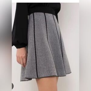 Zara Black and Gray A-Line Skirt